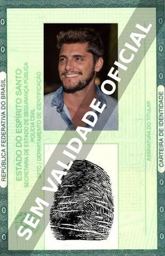 Imagem hipotética representando a carteira de identidade de Bruno Gissoni