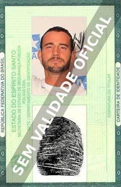 Imagem hipotética representando a carteira de identidade de C.M. Punk