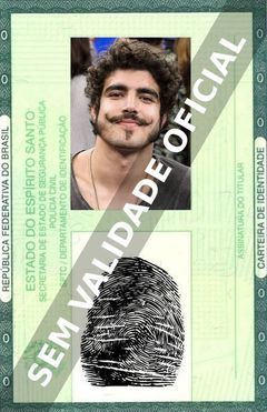 Imagem hipotética representando a carteira de identidade de Caio Castro