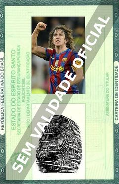 Imagem hipotética representando a carteira de identidade de Carles Puyol