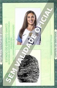 Imagem hipotética representando a carteira de identidade de Carli Lloyd