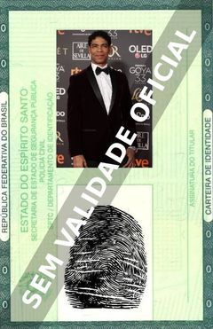 Imagem hipotética representando a carteira de identidade de Carlos Acosta