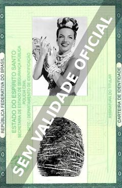 Imagem hipotética representando a carteira de identidade de Carmen Miranda