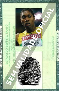 Imagem hipotética representando a carteira de identidade de Caster Semenya
