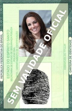 Imagem hipotética representando a carteira de identidade de Catherine Duchess of Cambridge