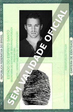 Imagem hipotética representando a carteira de identidade de Channing Tatum