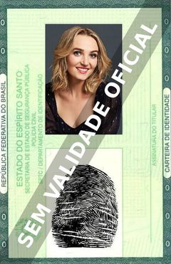 Imagem hipotética representando a carteira de identidade de Chloe Fineman