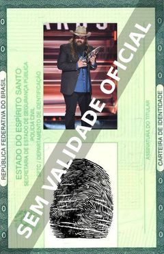 Imagem hipotética representando a carteira de identidade de Chris Stapleton