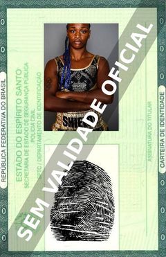 Imagem hipotética representando a carteira de identidade de Claressa Shields