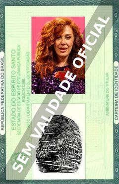 Imagem hipotética representando a carteira de identidade de Claudia Raia