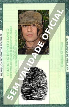 Imagem hipotética representando a carteira de identidade de Criss Angel
