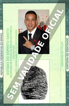 Imagem hipotética representando a carteira de identidade de Daddy Yankee