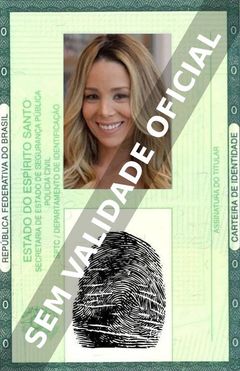 Imagem hipotética representando a carteira de identidade de Danielle Winits