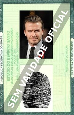 Imagem hipotética representando a carteira de identidade de David Beckham