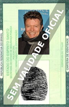 Imagem hipotética representando a carteira de identidade de David Bowie