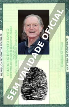 Imagem hipotética representando a carteira de identidade de David Bradley