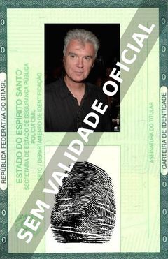 Imagem hipotética representando a carteira de identidade de David Byrne
