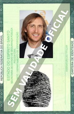 Imagem hipotética representando a carteira de identidade de David Guetta