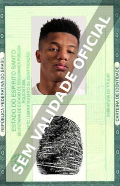 Imagem hipotética representando a carteira de identidade de David Neres