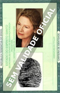 Imagem hipotética representando a carteira de identidade de Dianne Wiest