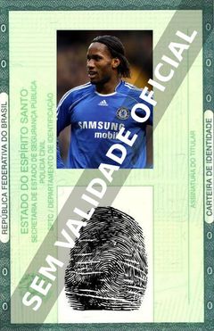 Imagem hipotética representando a carteira de identidade de Didier Drogba