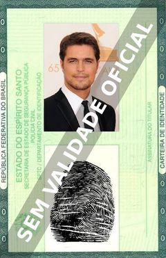Imagem hipotética representando a carteira de identidade de Diogo Morgado