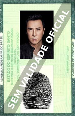Imagem hipotética representando a carteira de identidade de Donnie Yen