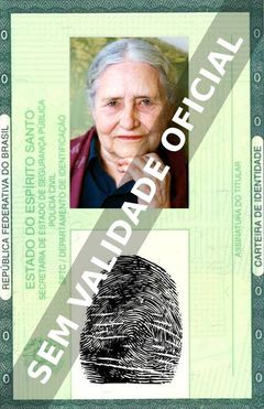 Imagem hipotética representando a carteira de identidade de Doris Lessing