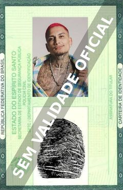Imagem hipotética representando a carteira de identidade de Dynho Alves