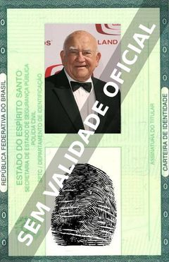 Imagem hipotética representando a carteira de identidade de Ed Asner