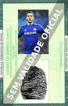 Imagem hipotética representando a carteira de identidade de Eden Hazard