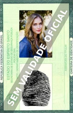 Imagem hipotética representando a carteira de identidade de Elizabeth Lail