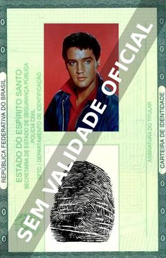 Imagem hipotética representando a carteira de identidade de Elvis Presley