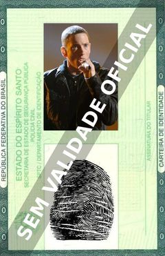 Imagem hipotética representando a carteira de identidade de Eminem