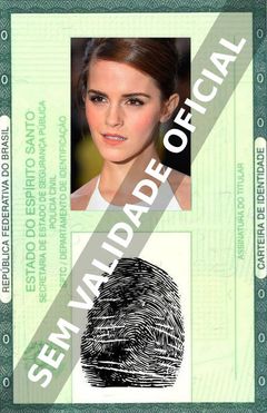 Imagem hipotética representando a carteira de identidade de Emma Watson
