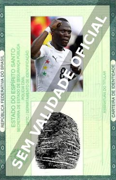 Imagem hipotética representando a carteira de identidade de Emmanuel Agyemang-Badu