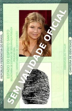 Imagem hipotética representando a carteira de identidade de Fergie