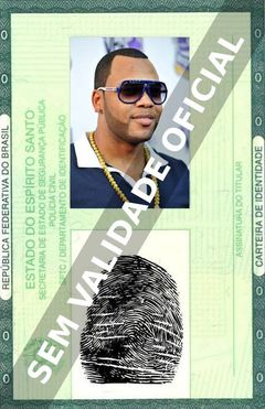 Imagem hipotética representando a carteira de identidade de Flo Rida