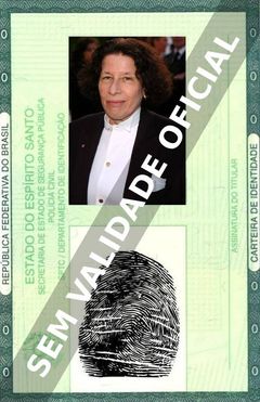 Imagem hipotética representando a carteira de identidade de Fran Lebowitz
