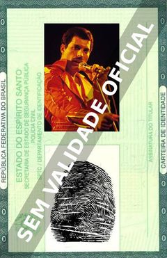 Imagem hipotética representando a carteira de identidade de Freddie Mercury
