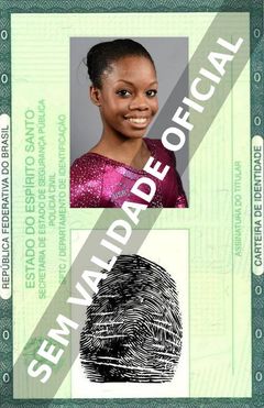 Imagem hipotética representando a carteira de identidade de Gabby Douglas