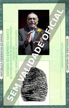 Imagem hipotética representando a carteira de identidade de Gabriel García Márquez
