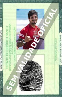 Imagem hipotética representando a carteira de identidade de Gabriel Medina