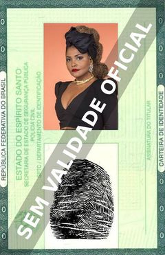 Imagem hipotética representando a carteira de identidade de Gaby Amarantos