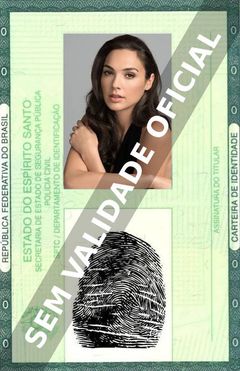 Imagem hipotética representando a carteira de identidade de Gal Gadot