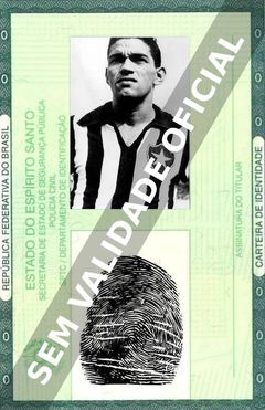 Imagem hipotética representando a carteira de identidade de Garrincha
