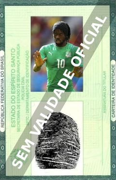 Imagem hipotética representando a carteira de identidade de Gervinho
