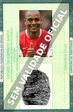 Imagem hipotética representando a carteira de identidade de Gilberto Silva