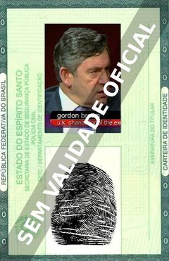 Imagem hipotética representando a carteira de identidade de Gordon Brown
