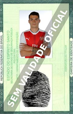 Imagem hipotética representando a carteira de identidade de Granit Xhaka
